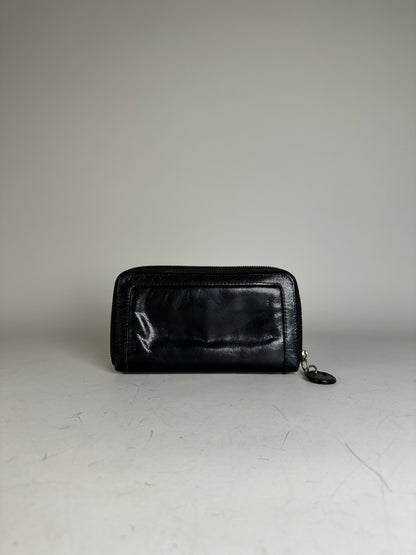 Vintage Chloe Leather Wallet Black Gold-tone