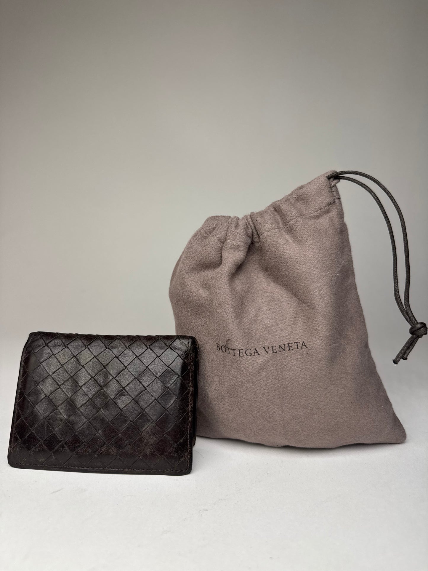 Vintage Bottega Veneta Intrecciato Leather Card Holder Brown