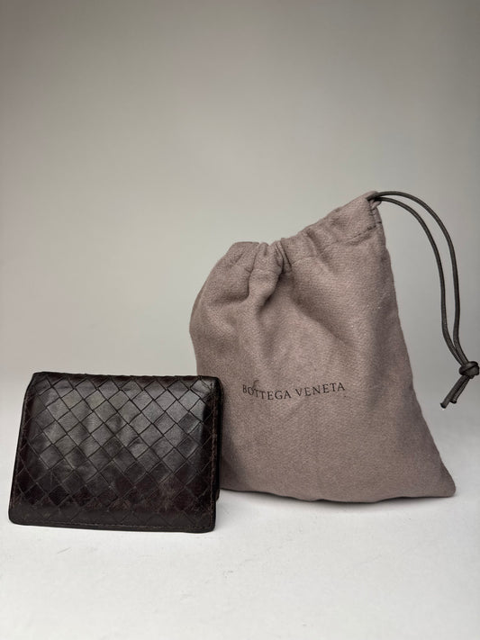 Vintage Bottega Veneta Intrecciato Leather Card Holder Brown