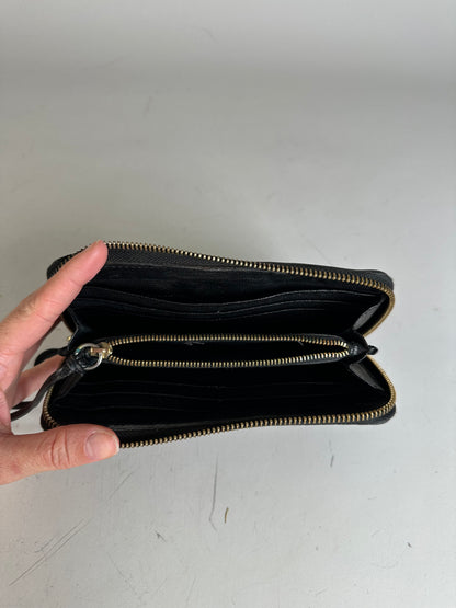 Vintage Chloe Leather Wallet Black Gold-tone
