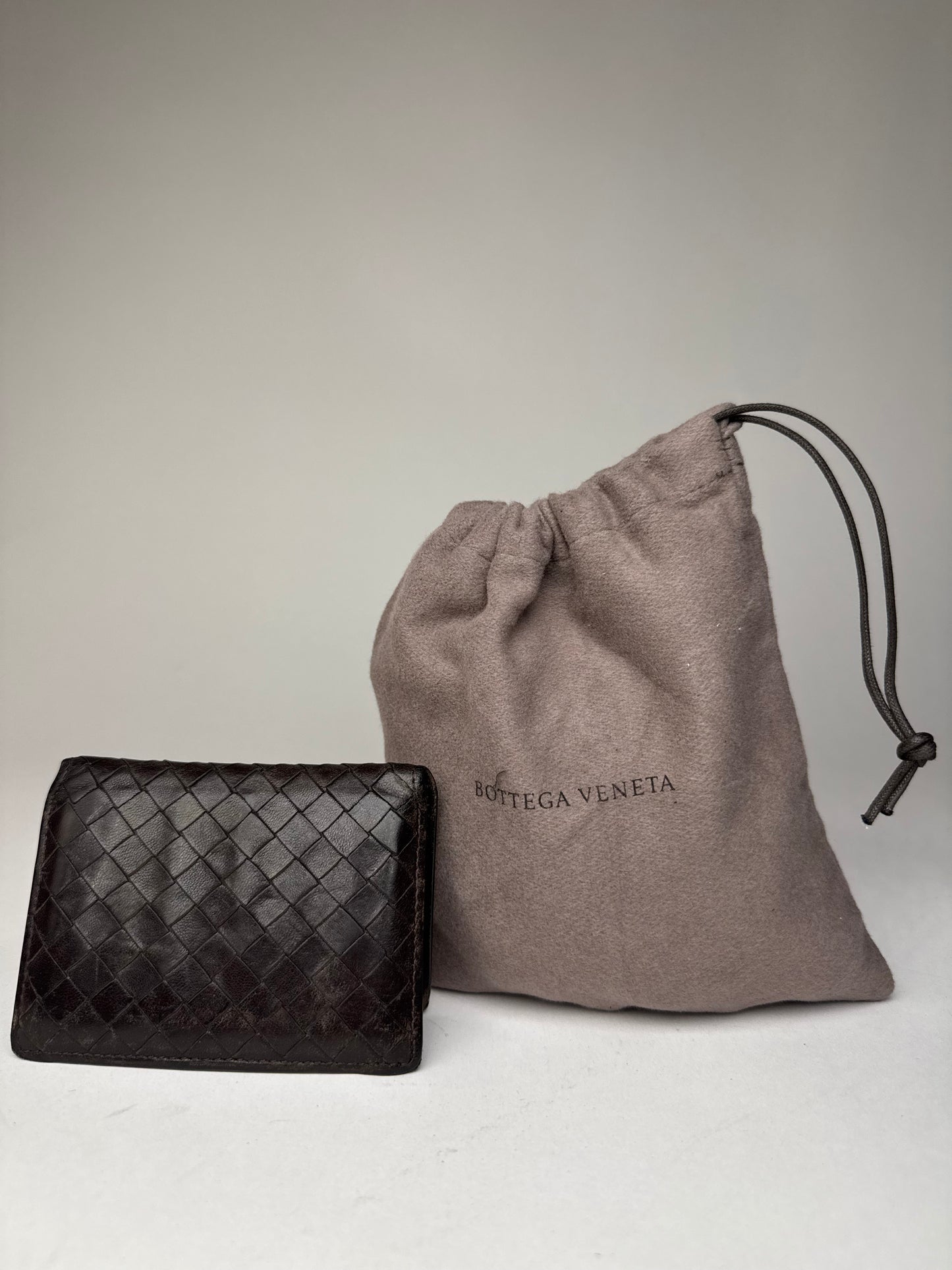 Vintage Bottega Veneta Intrecciato Leather Card Holder Brown
