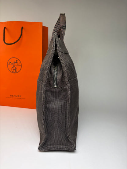 Vintage Hermes Hermès Herline Canvas Tote Dark Grey Black