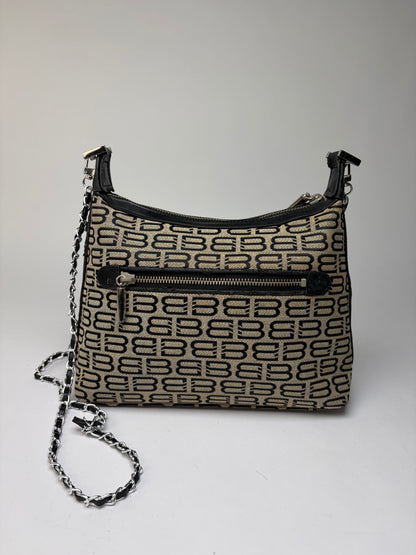 Vintage Balenciaga BB Monogram Flap Crossbody Bag Late 2010s Beige Black