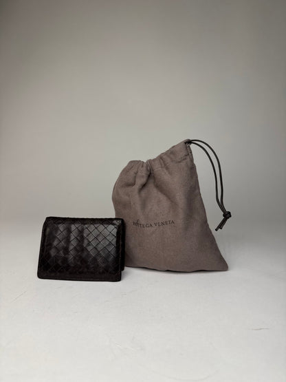 Vintage Bottega Veneta Intrecciato Leather Card Holder Brown