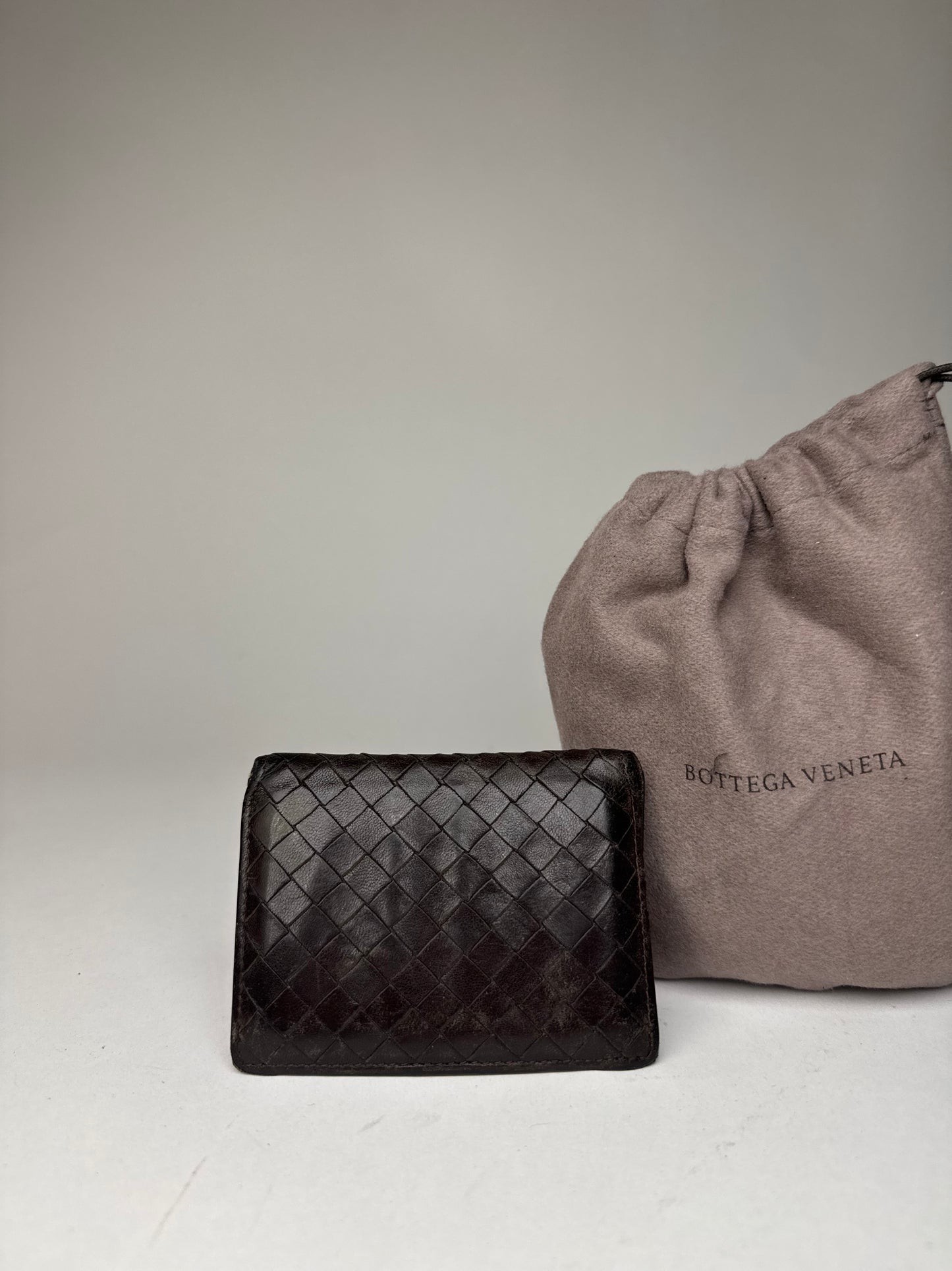 Vintage Bottega Veneta Intrecciato Leather Card Holder Brown