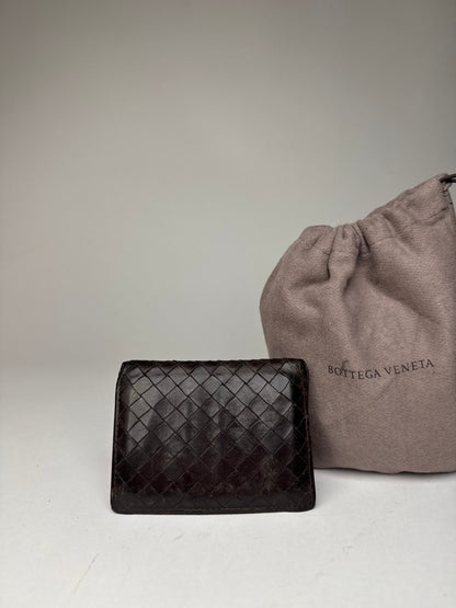 Vintage Bottega Veneta Intrecciato Leather Card Holder Brown