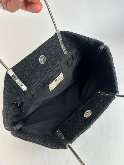Vintage Courreges Wool Handbag Black