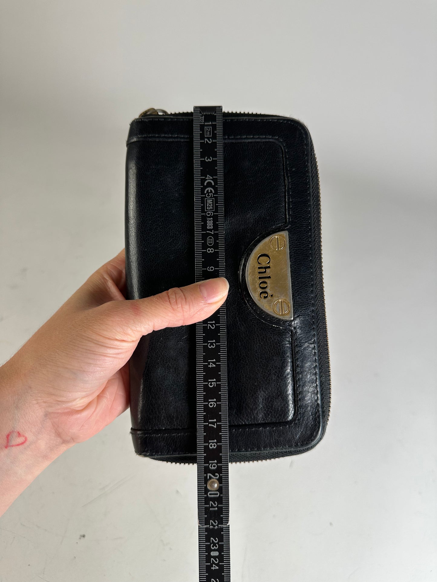 Vintage Chloe Leather Wallet Black Gold-tone
