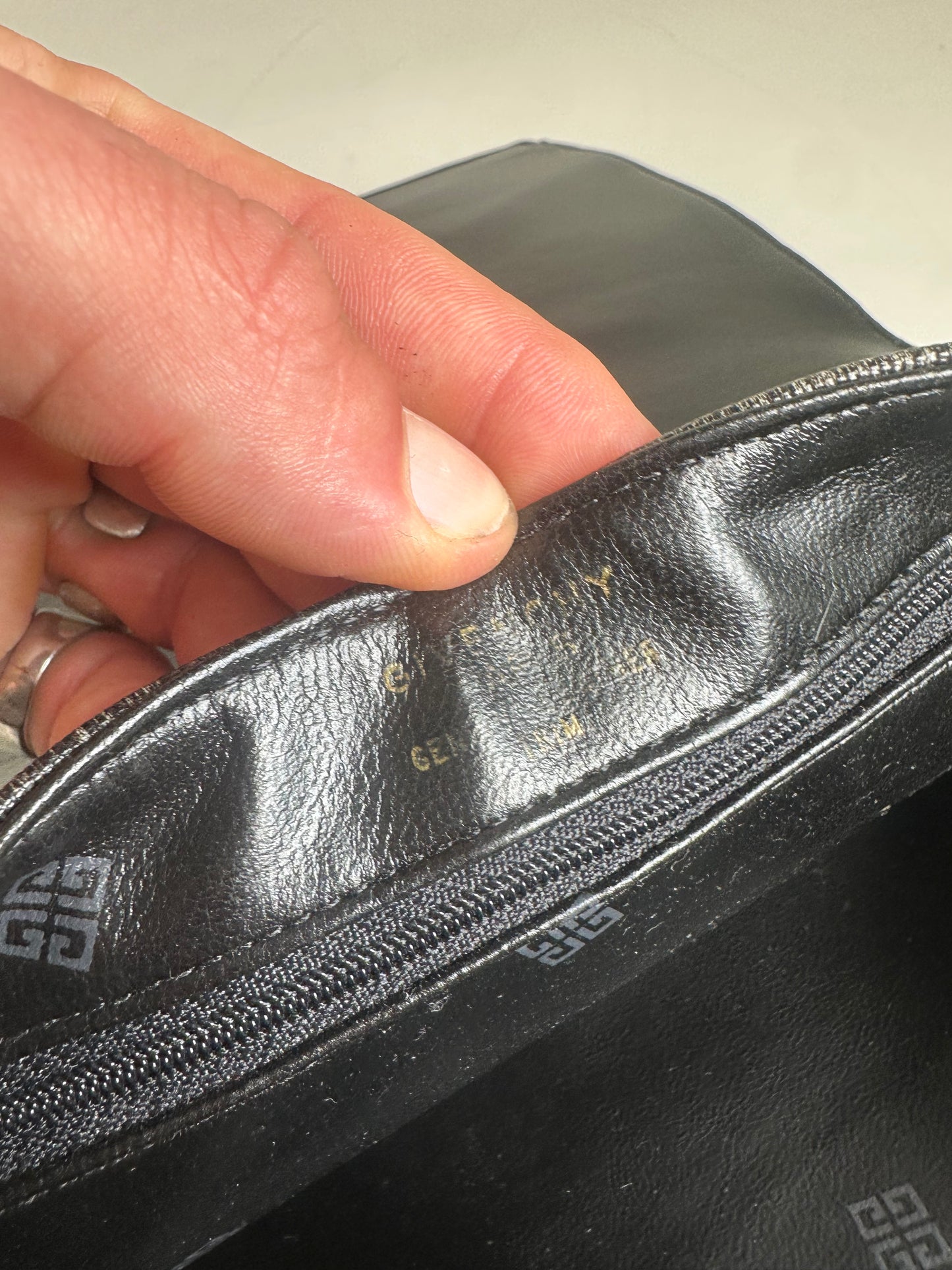 Vintage Givenchy Textured Leather Crossbody Bag Black Gold