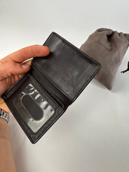 Vintage Bottega Veneta Intrecciato Leather Card Holder Brown