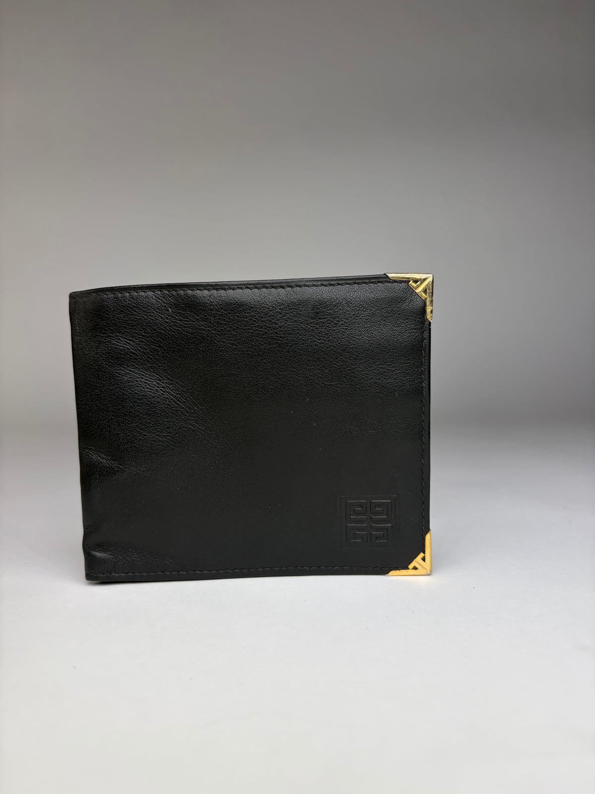 Vintage Givenchy 4G Logo Bifold Wallet c. Late 1970s Black Gold