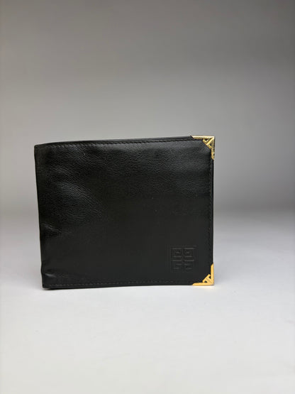 Vintage Givenchy 4G Logo Bifold Wallet c. Late 1970s Black Gold
