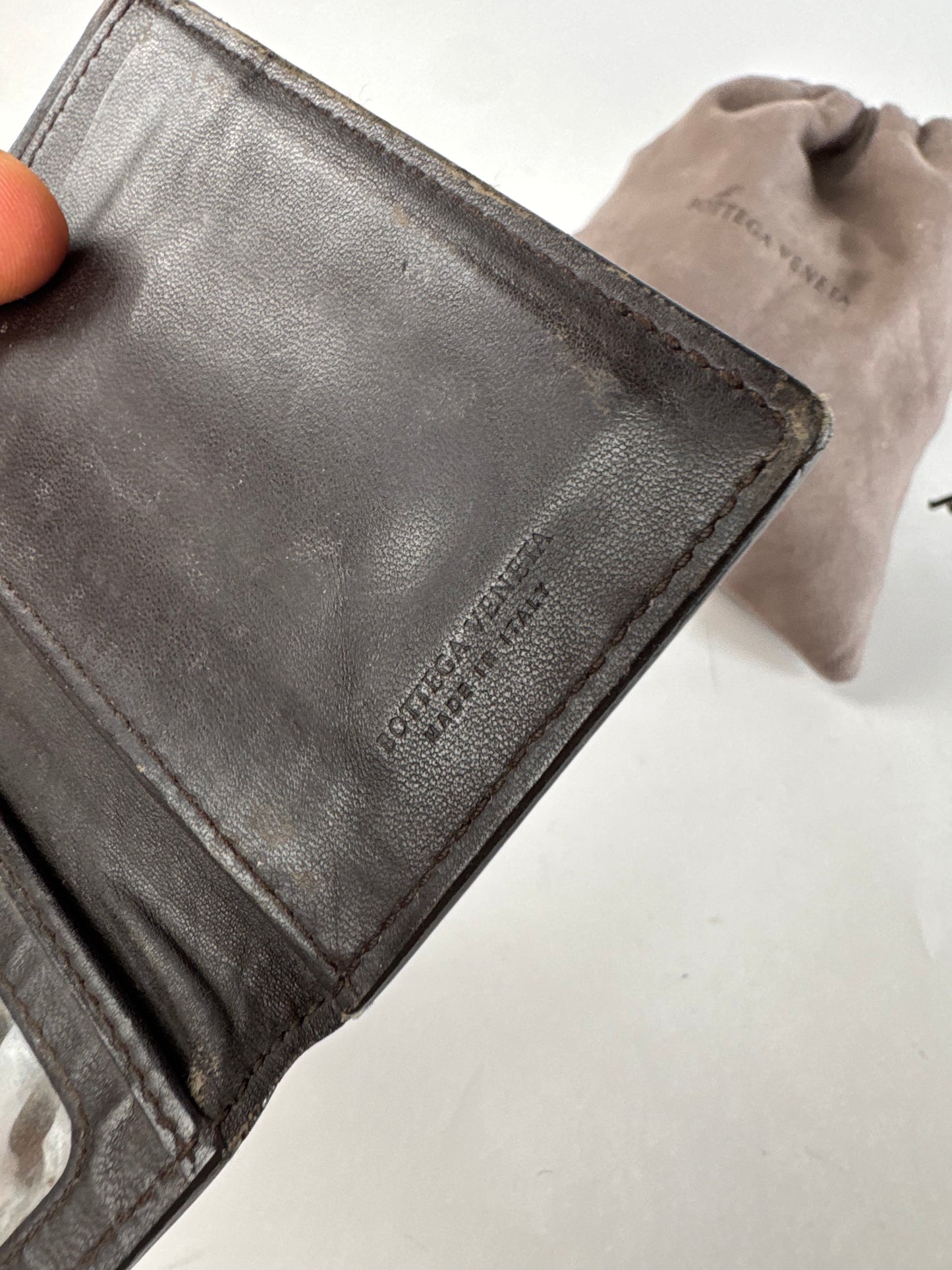 Vintage Bottega Veneta Intrecciato Leather Card Holder Brown