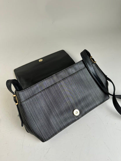 Vintage Givenchy Textured Leather Crossbody Bag Black Gold
