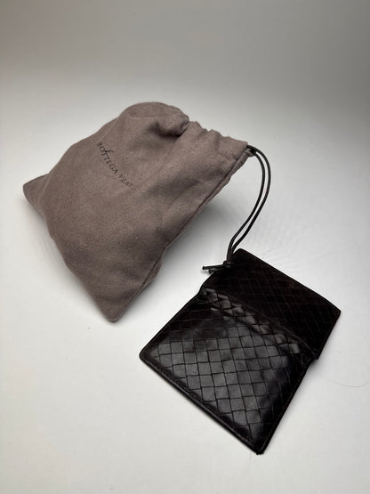 Vintage Bottega Veneta Intrecciato Leather Card Holder Brown