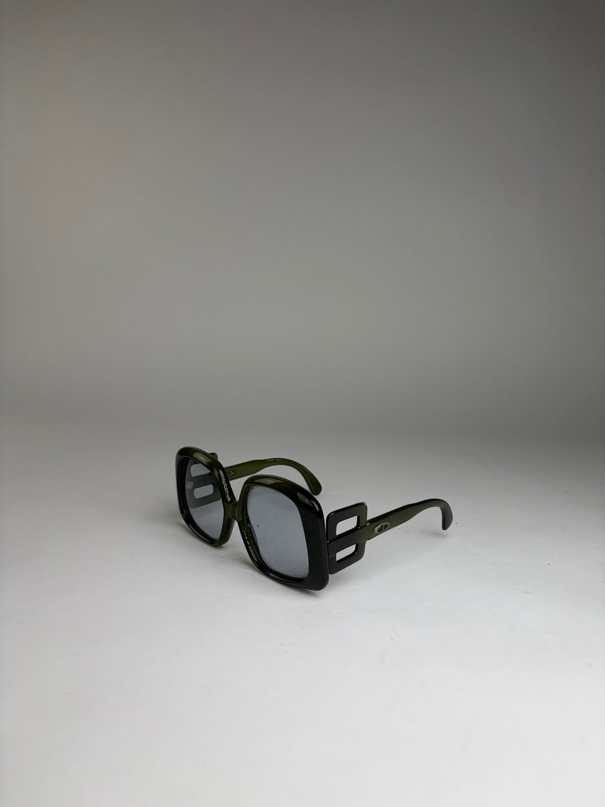 Vintage Dior Geometric Sunglasses Late 1990s Olive Black