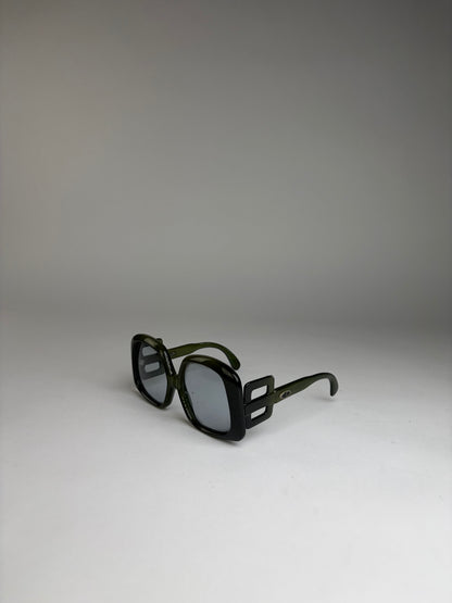 Vintage Dior Geometric Sunglasses Late 1990s Olive Black