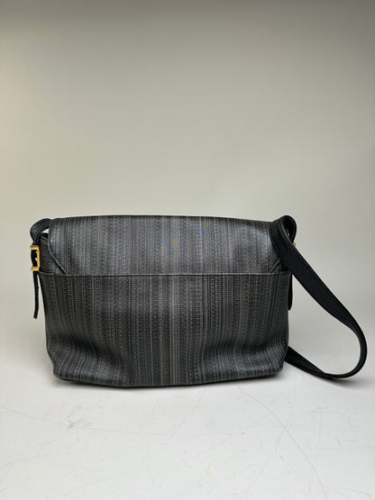 Vintage Givenchy Textured Leather Crossbody Bag Black Gold
