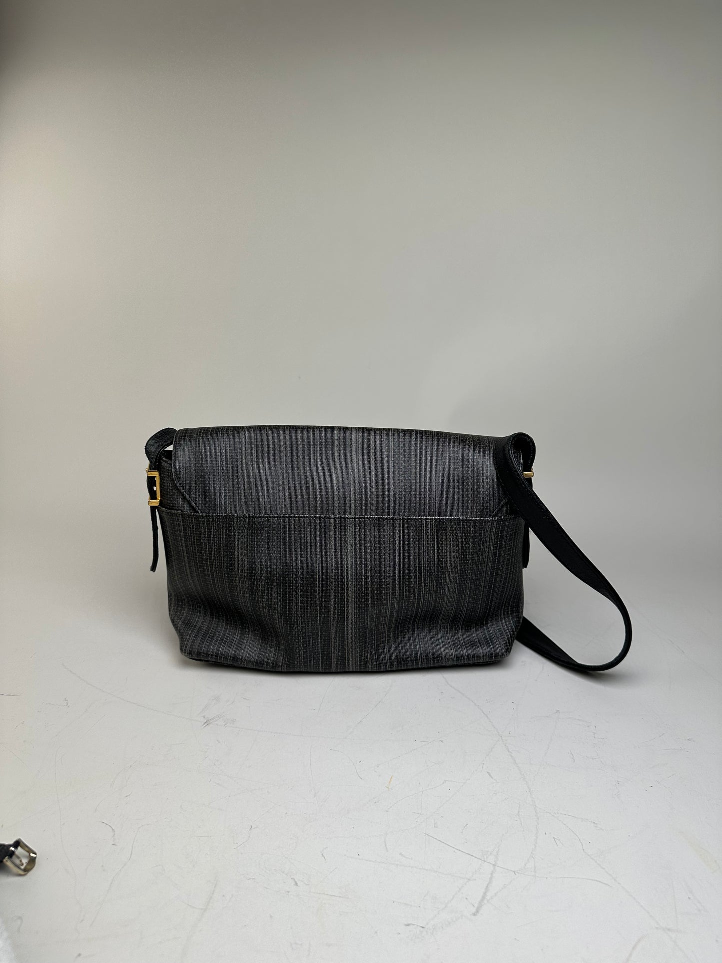 Vintage Givenchy Textured Leather Crossbody Bag Black Gold
