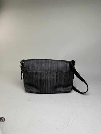 Vintage Givenchy Textured Leather Crossbody Bag Black Gold