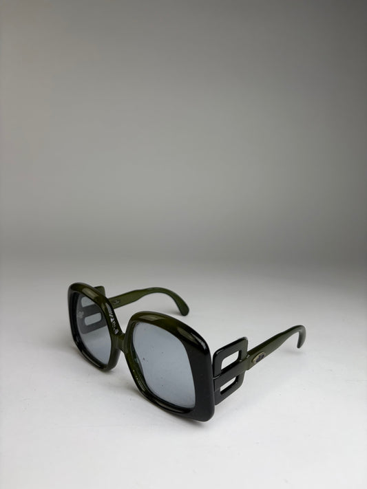 Vintage Dior Geometric Sunglasses Late 1990s Olive Black