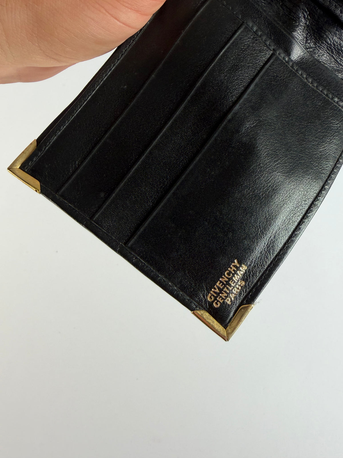 Vintage Givenchy 4G Logo Bifold Wallet c. Late 1970s Black Gold