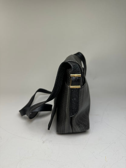 Vintage Givenchy Textured Leather Crossbody Bag Black Gold