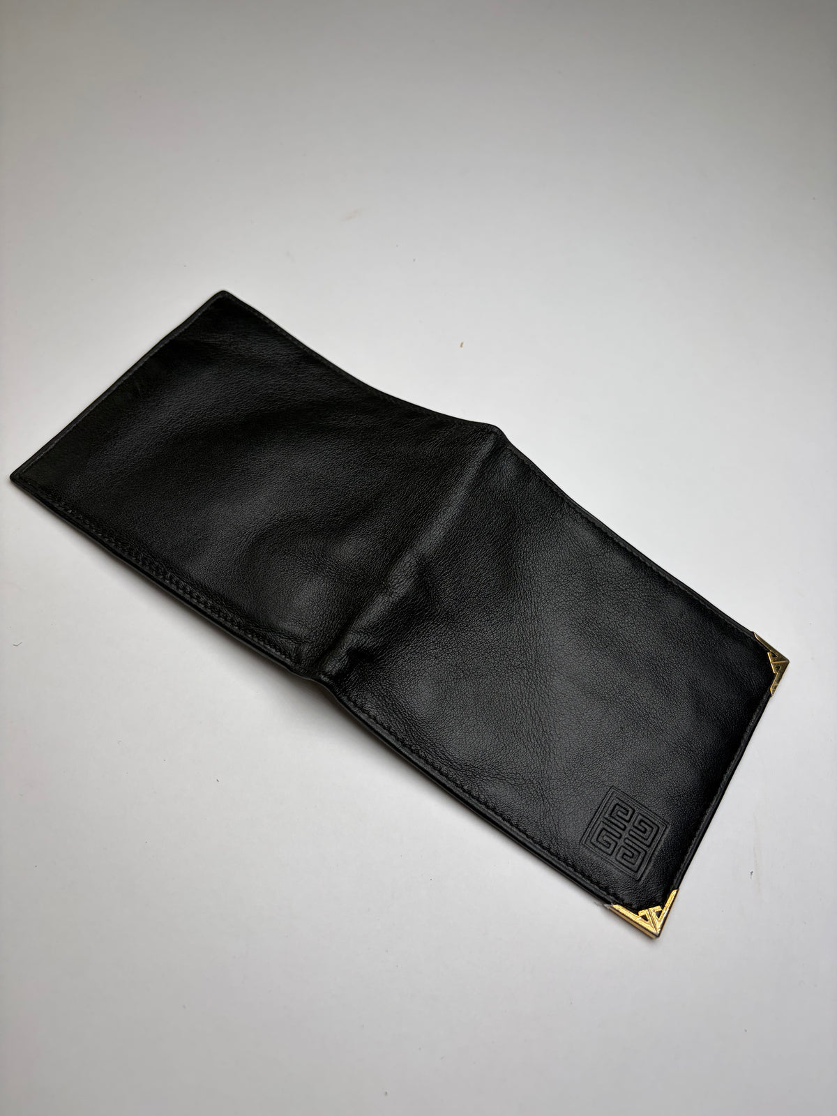Vintage Givenchy 4G Logo Bifold Wallet c. Late 1970s Black Gold
