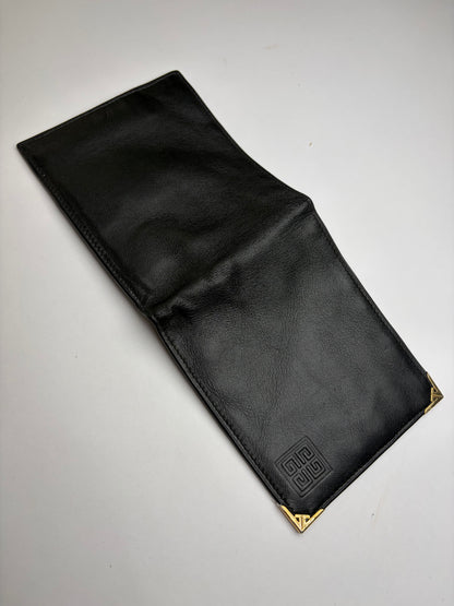 Vintage Givenchy 4G Logo Bifold Wallet c. Late 1970s Black Gold