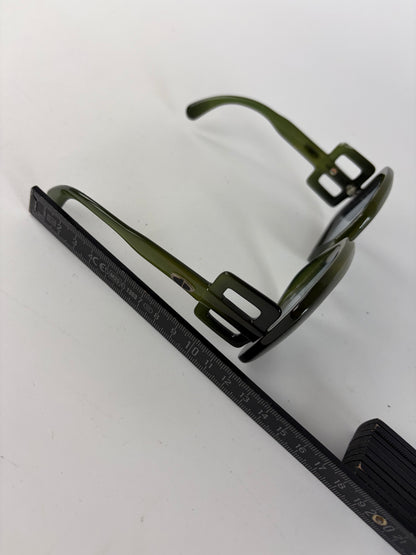 Vintage Dior Geometric Sunglasses Late 1990s Olive Black