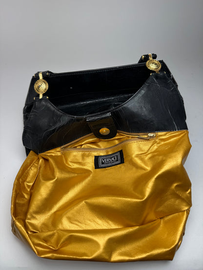Sac vintage en cuir Versace noir