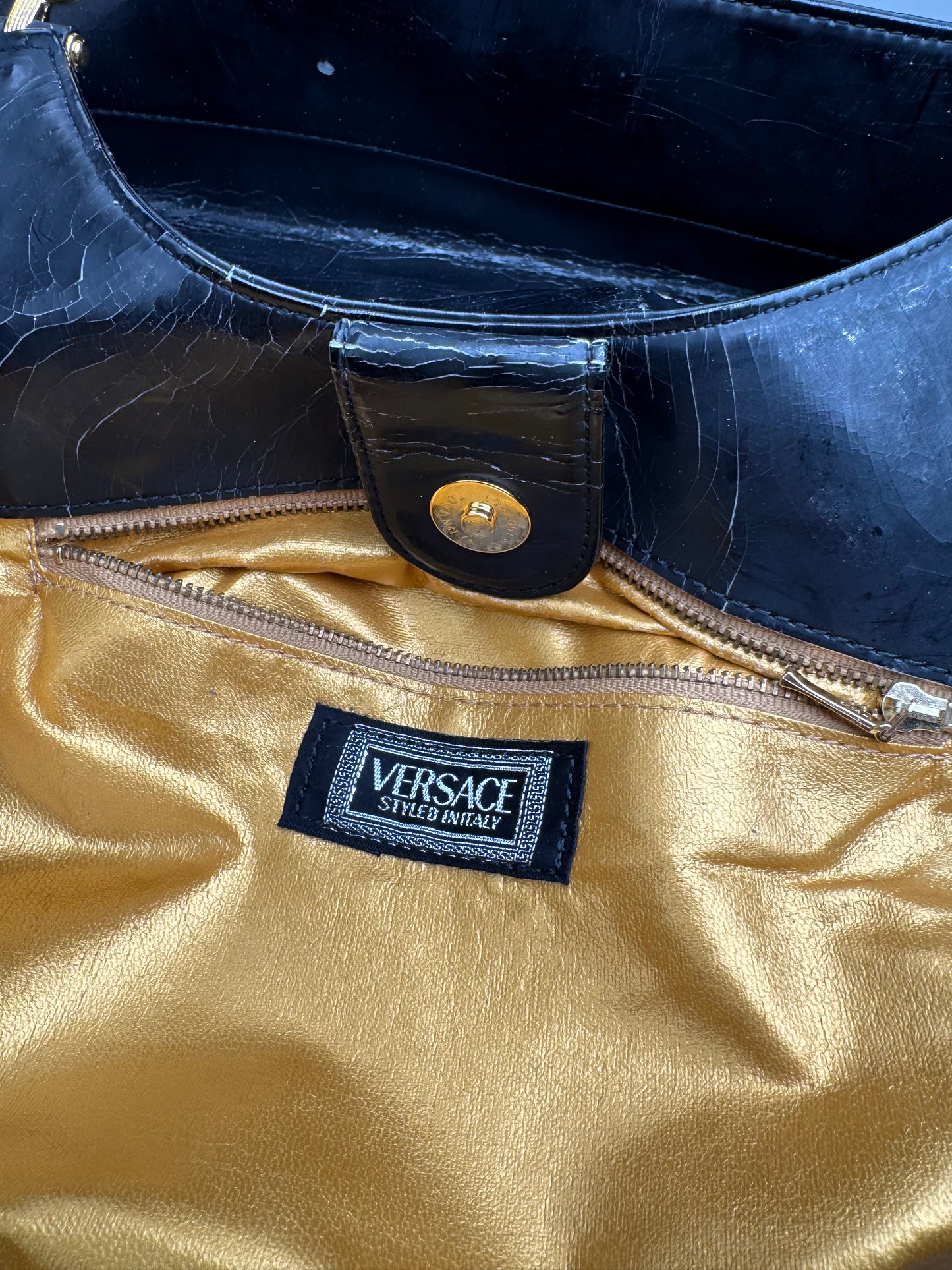 Sac vintage en cuir Versace noir