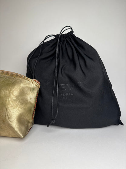 Vintage Loewe Madrid Pearl Emblossed Leather Clutch Gold Brown