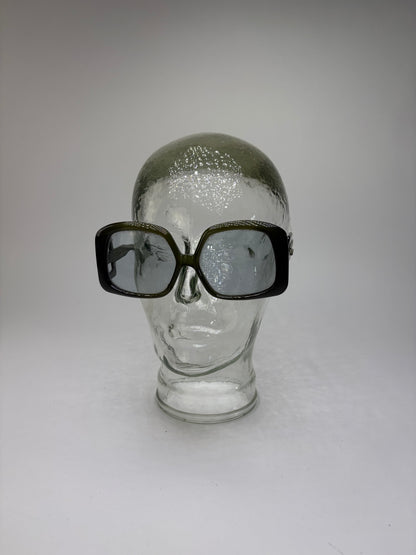 Vintage Dior Geometric Sunglasses Late 1990s Olive Black