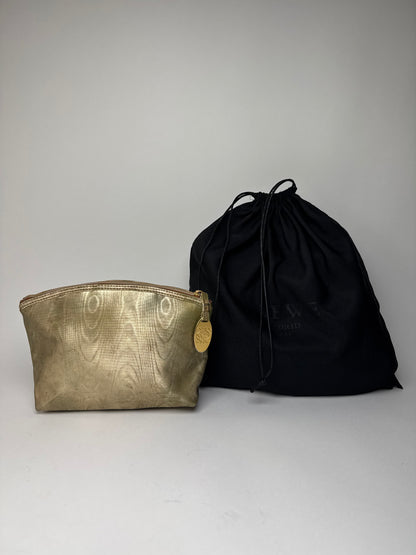 Vintage Loewe Madrid Pearl Emblossed Leather Clutch Gold Brown