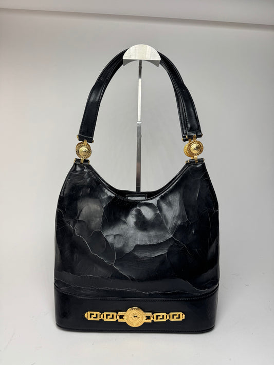 Sac vintage en cuir Versace noir