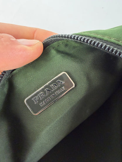 Vintage Prada Tessuto Nylon Pouch Bag Late 1990s Dark Green