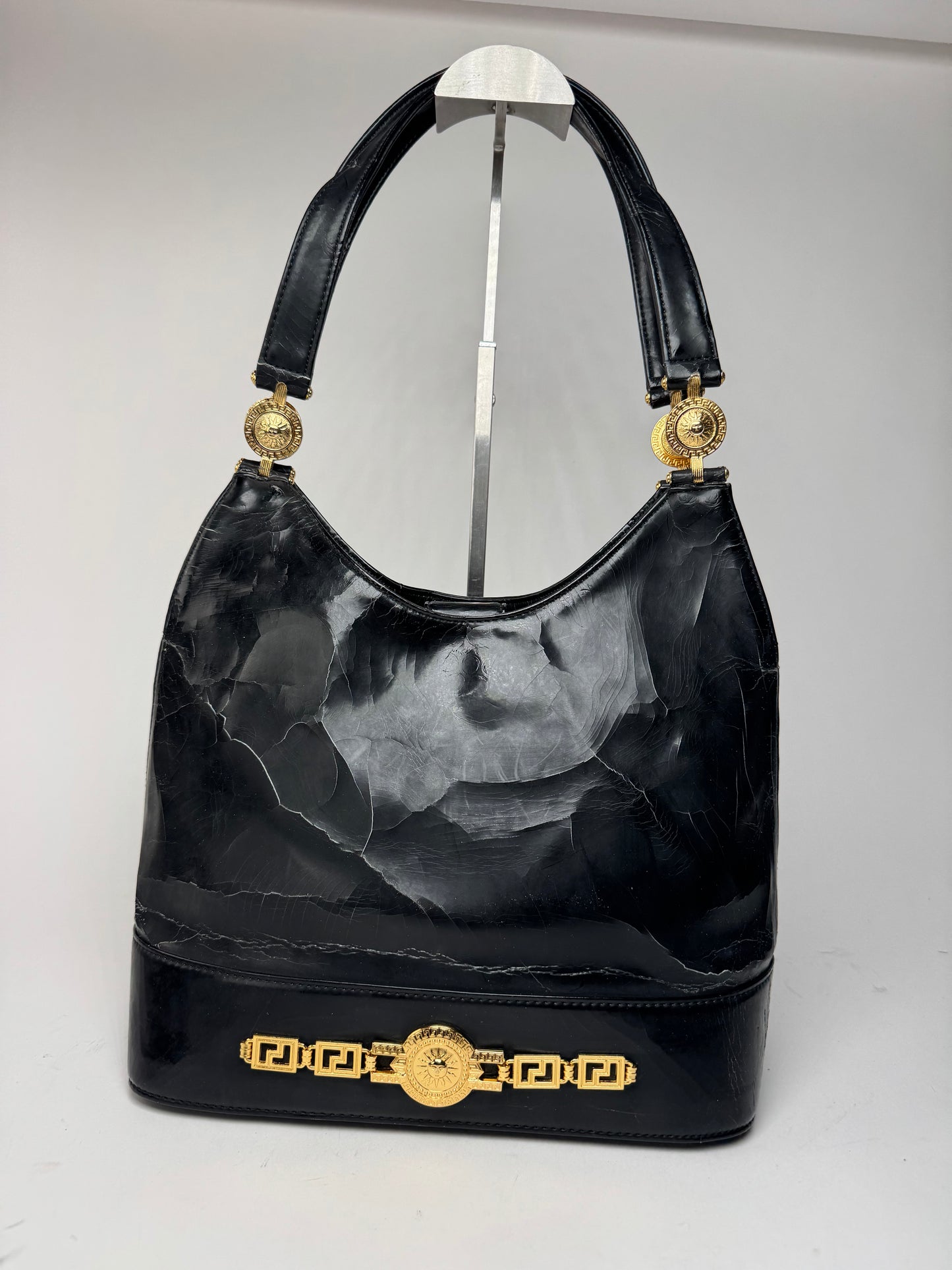 Sac vintage en cuir Versace noir