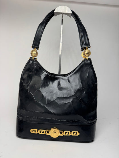 Sac vintage en cuir Versace noir