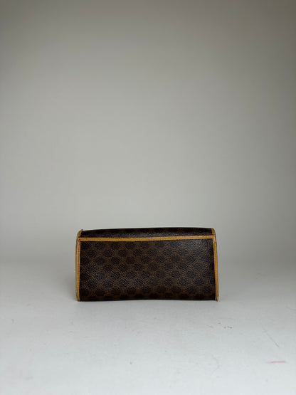 Vintage Celine Paris Macadam Triomphe Monogram Coated Canvas Long Wallet Brown Tan