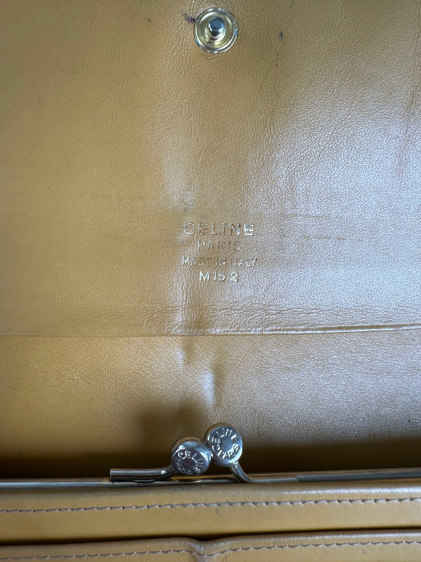 Vintage Celine Paris Macadam Triomphe Monogram Coated Canvas Long Wallet Brown Tan