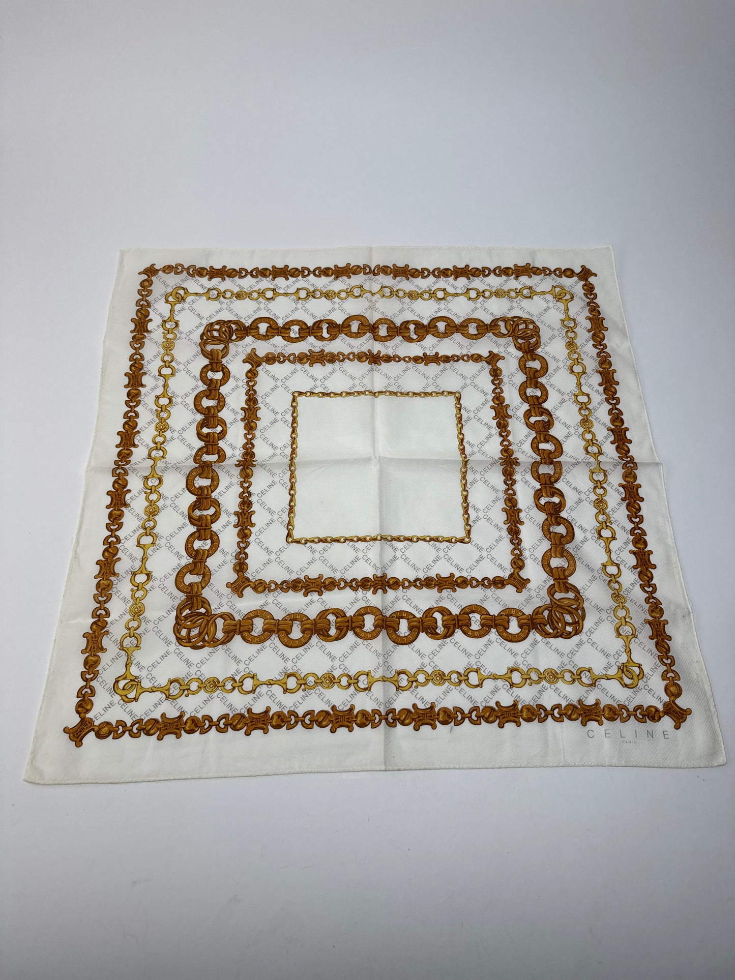 Vintage Celine Baroque Scarf White golden