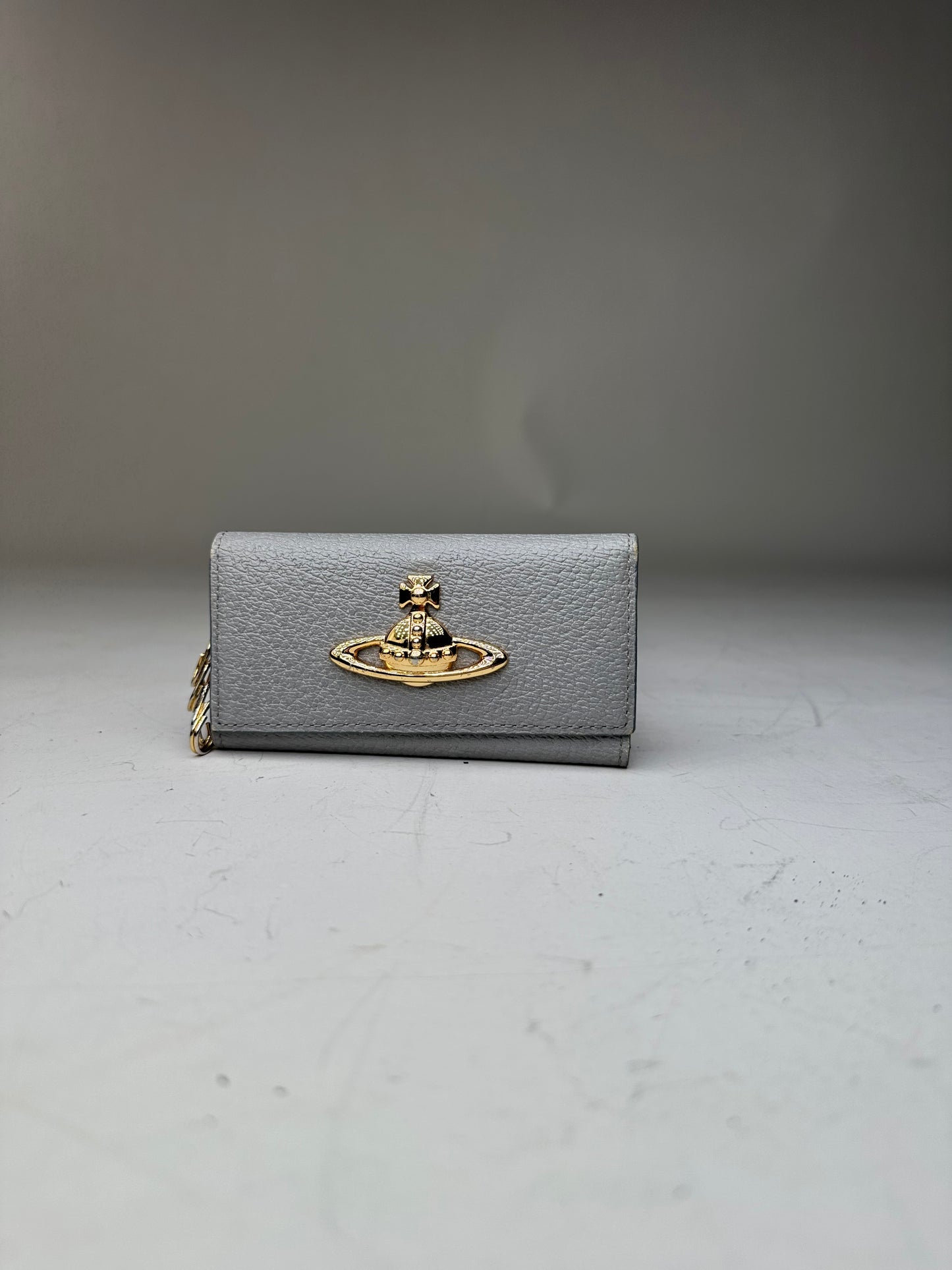 Vintage Vivienne Westwood Leather Wallet Grey Gold-tone