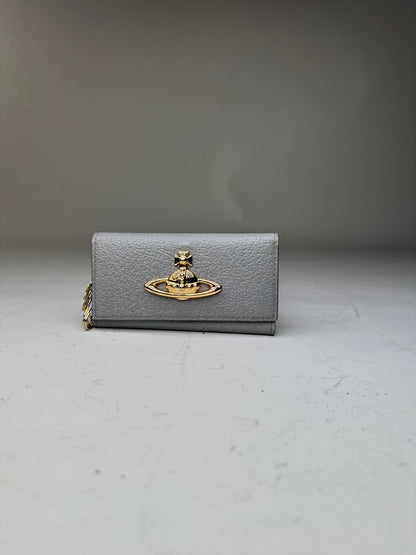 Vintage Vivienne Westwood Leather Wallet Grey Gold-tone