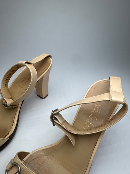 Vintage Gucci Leather Horsebit Pumps Beige EU35C