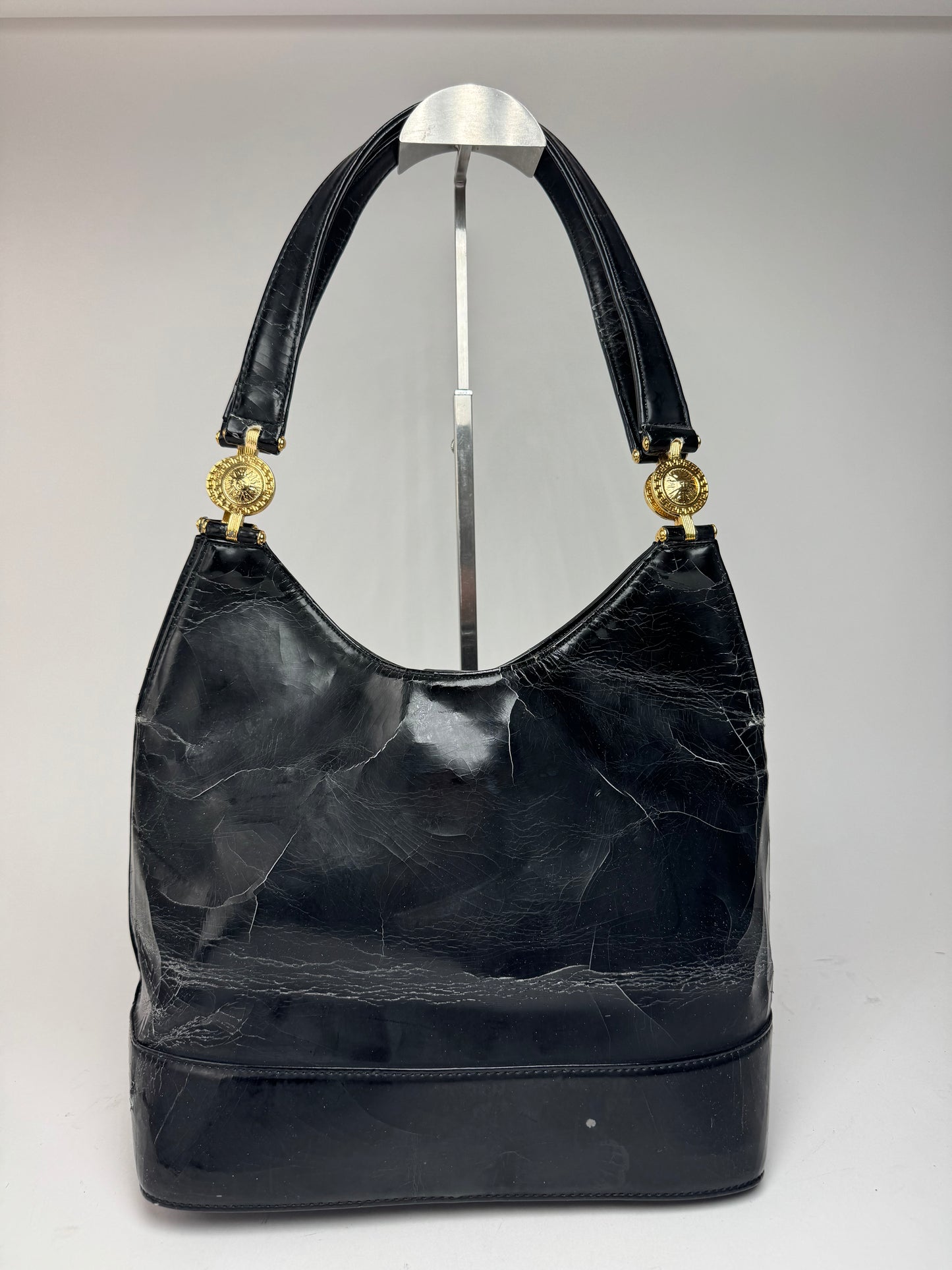 Sac vintage en cuir Versace noir
