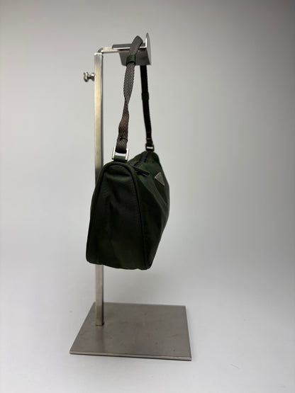 Vintage Prada Tessuto Nylon Pouch Bag Late 1990s Dark Green