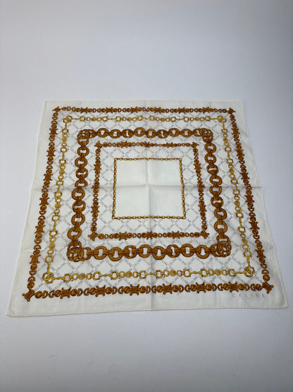Vintage Celine Baroque Scarf White golden
