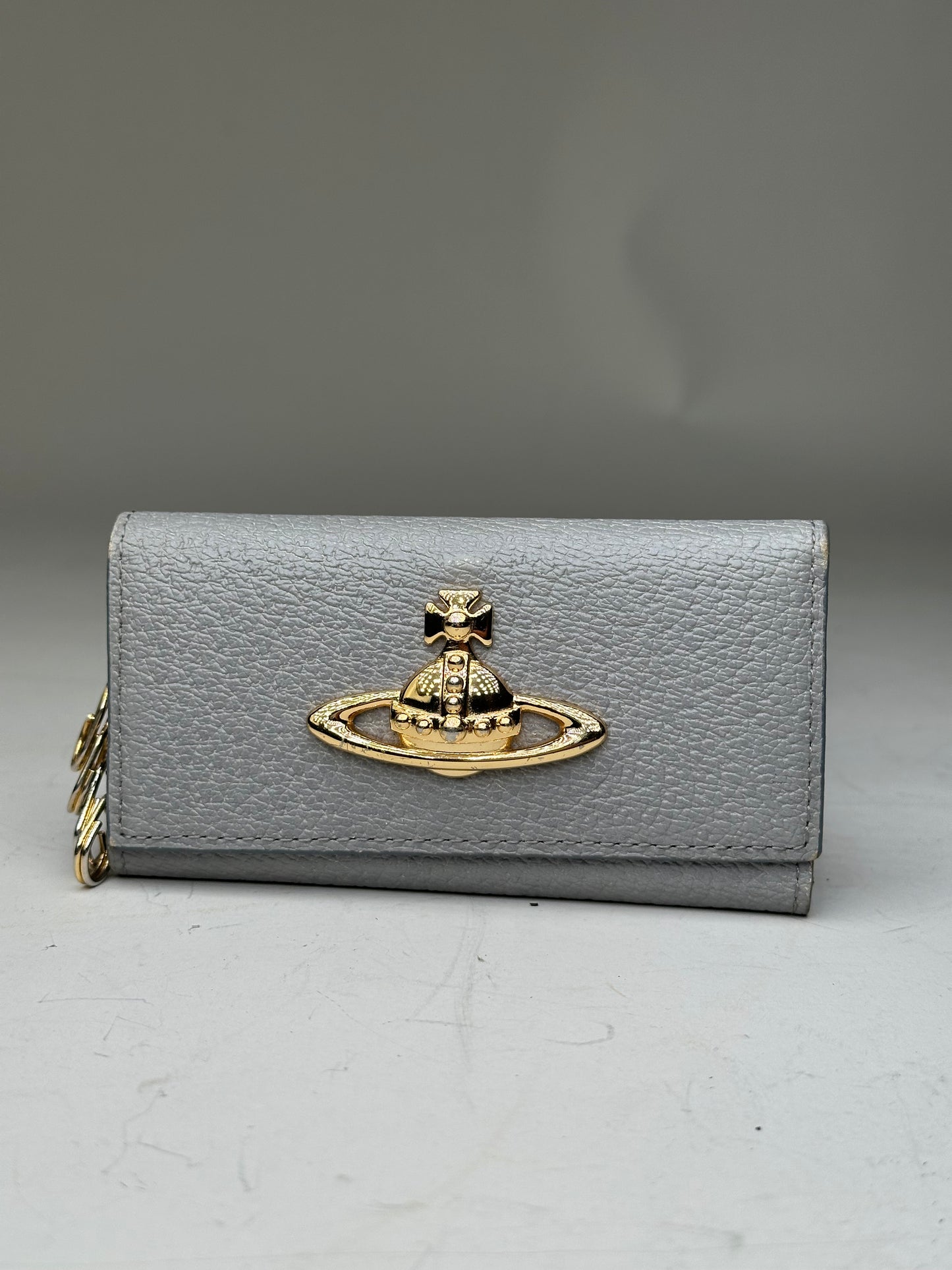 Vintage Vivienne Westwood Leather Wallet Grey Gold-tone