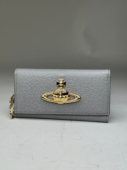 Vintage Vivienne Westwood Leather Wallet Grey Gold-tone